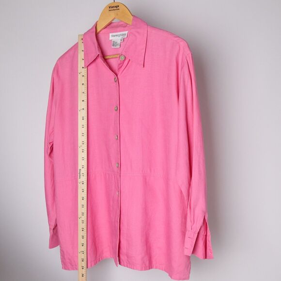 Vtg Bloomingdale's Shirt Women's L 100% Linen Lagenlook Resort Coastal Vacation - Picture 4 of 6
